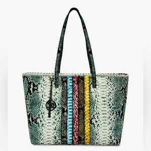 Badgley Mischka Light Blue tote bag with Badgley Mischka logo chain